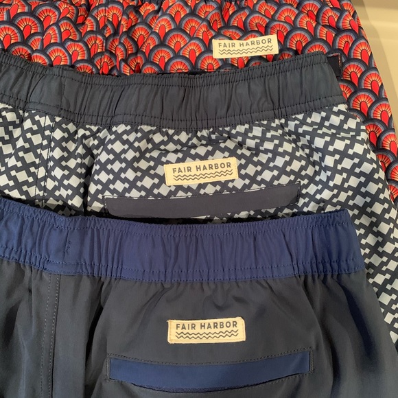 3 pairs of premium Fair Harbor Men’s swim trunks - Picture 1 of 5